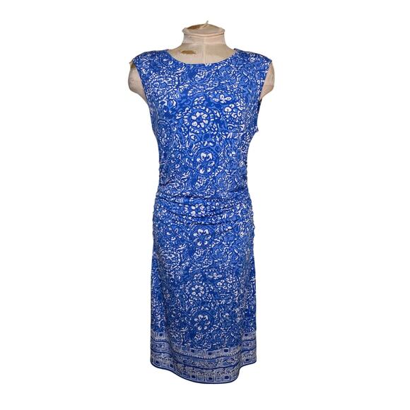 Lilly Pulitzer Give Em Shell Bay BLUE MADEIRA DRESS Ruche Waist Size M - Picture 1 of 6